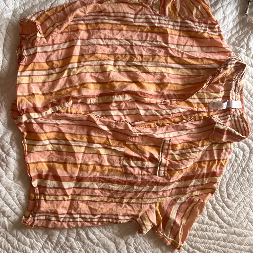 Stars Above Orange and Cream Striped Pajama Set